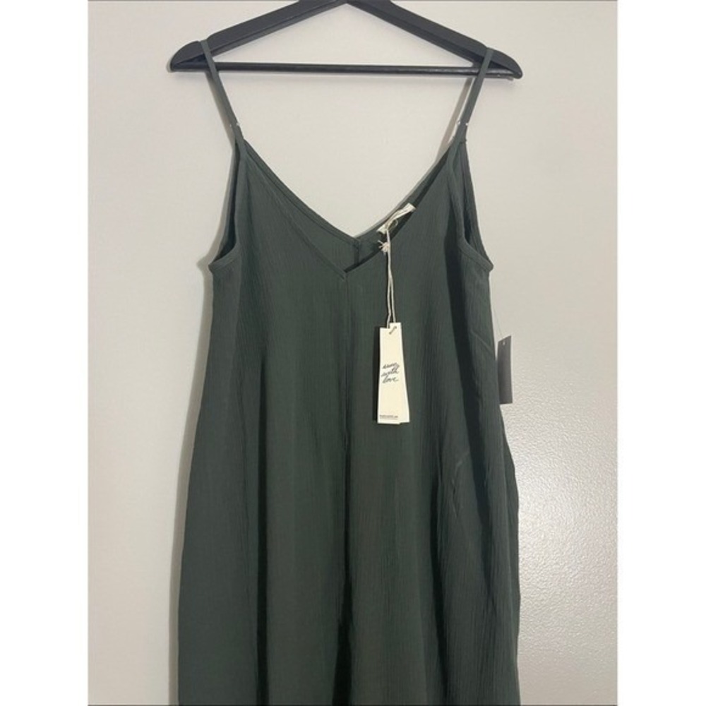 Lovestitch Maxi Dress Green Gauze Textured Adjustable Straps Small Boho Slip - Picture 12 of 15